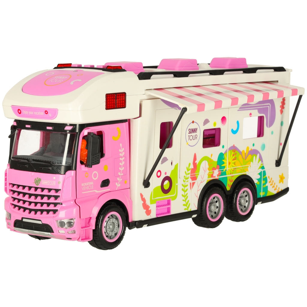 Fjärrstyrd RC-husbil food truck 2.4 GHz med ljus/ljud rosa set