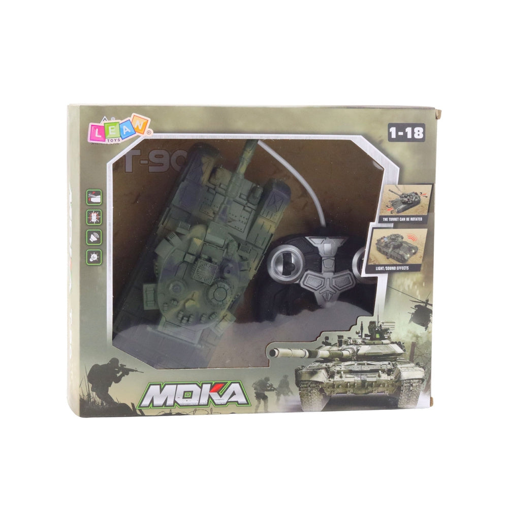 Fjärrstyrd RC-tank T90 1:18 27 MHz 360° torn Li-ion USB-laddning