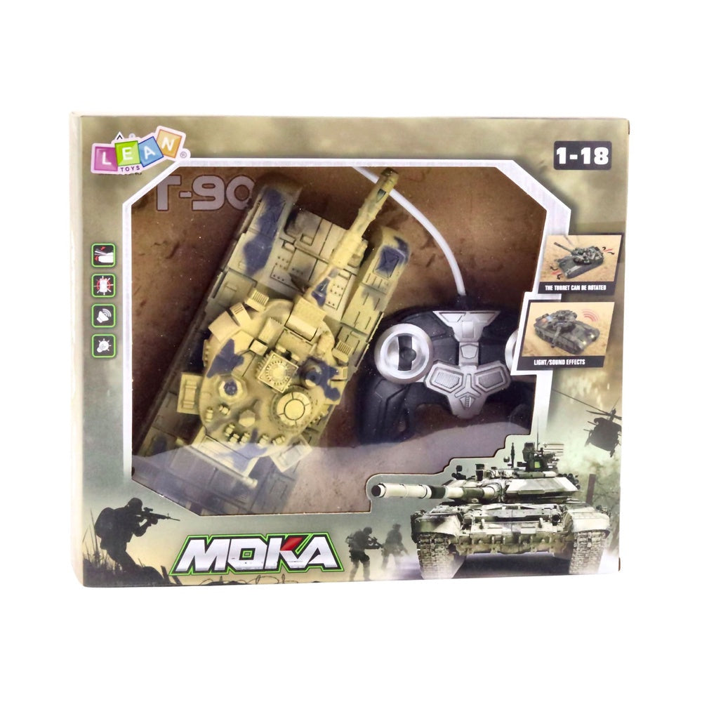 Fjärrstyrd RC-tank T90 1:18 27 MHz 360° torn USB-laddning