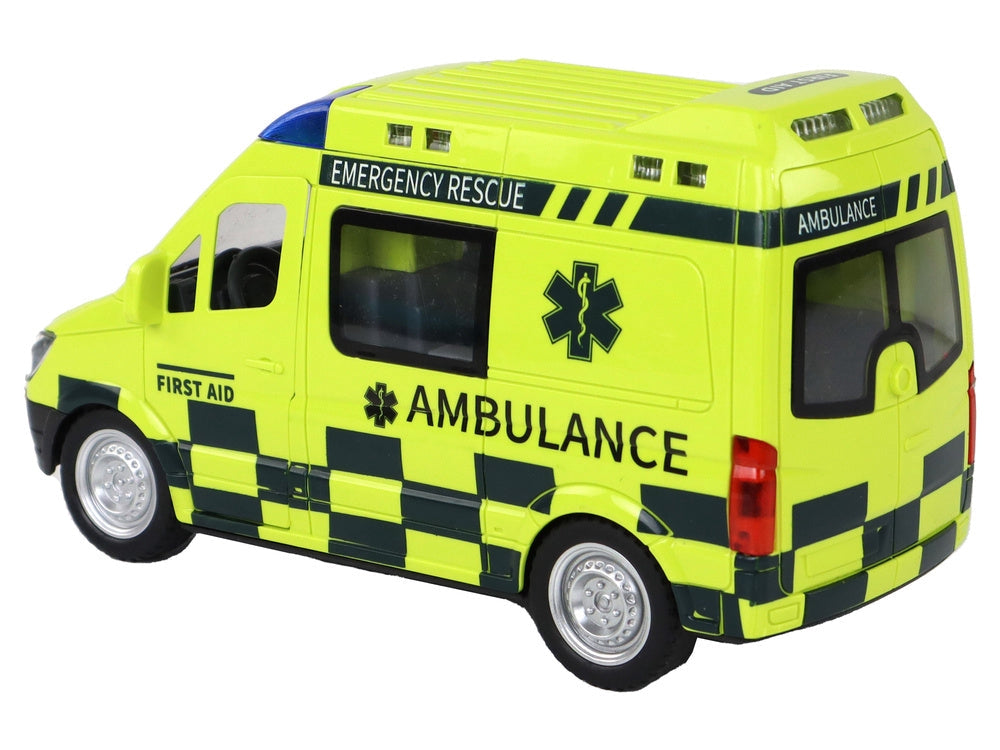 Fjärrstyrd ambulans leksaksbil med ljus och siren 22 cm gul