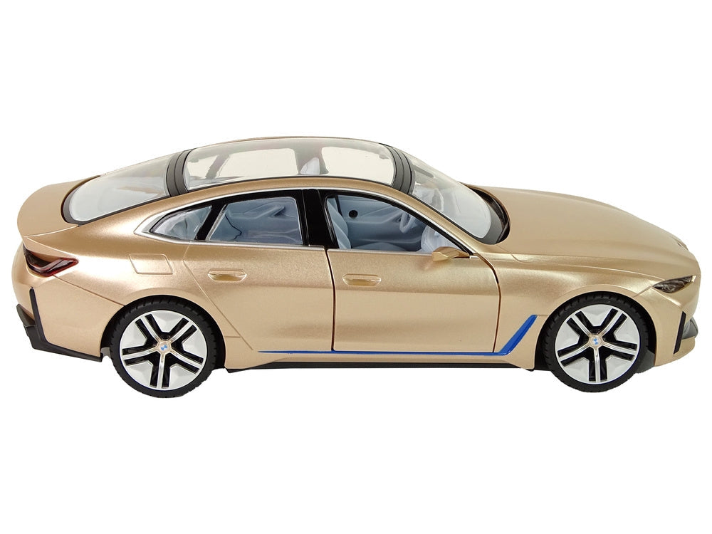 Fjärrstyrd bil BMW i4 1:14 guld med LED-ljus och öppningsbara dörrar
