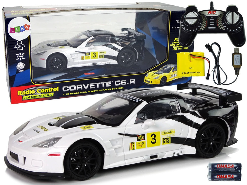 Fjärrstyrd bil Corvette C6.R 1:18 2,4 GHz med ljus vit