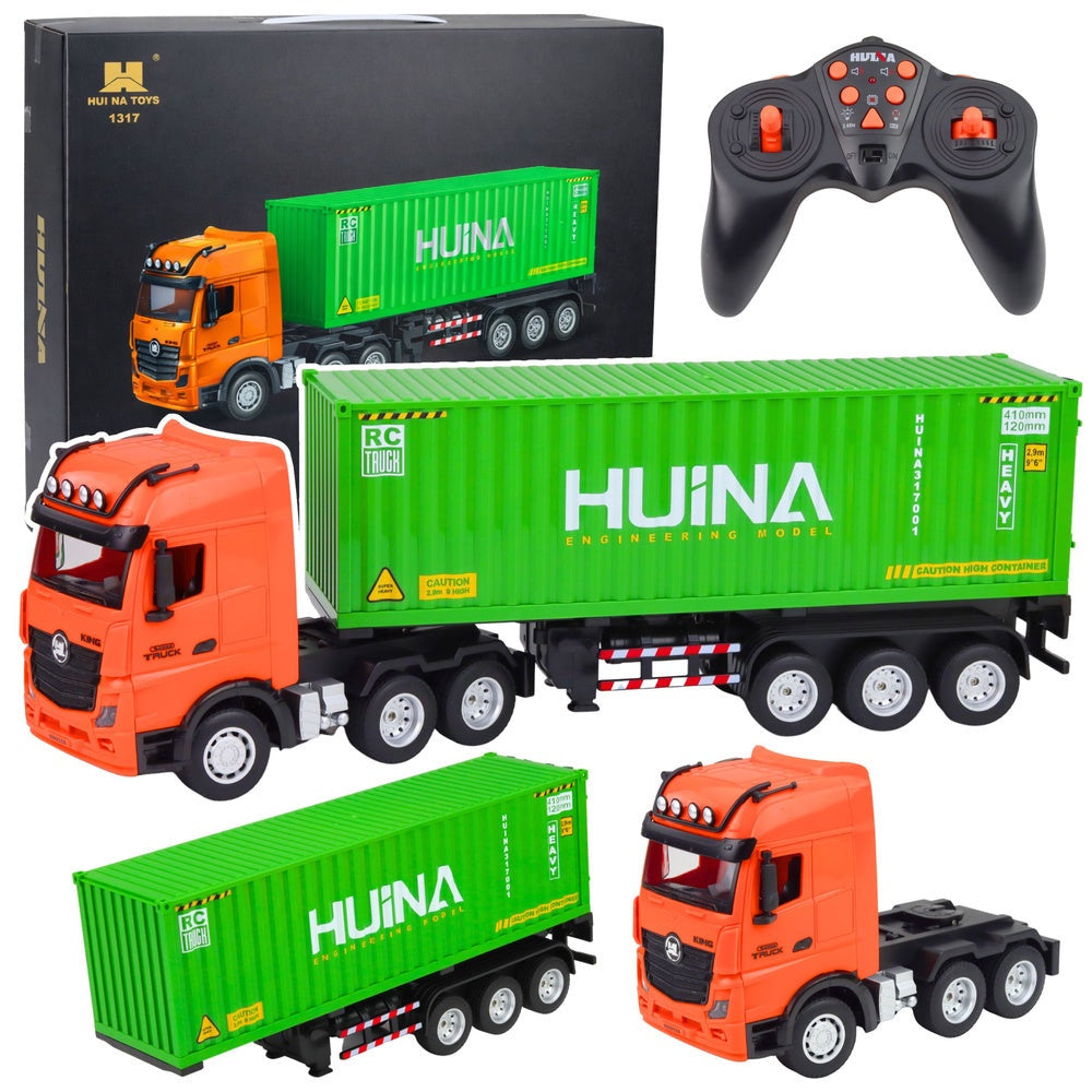 Fjärrstyrd containerlastbil RC 1:18 9CH 2.4GHz med trailer LED/ljud