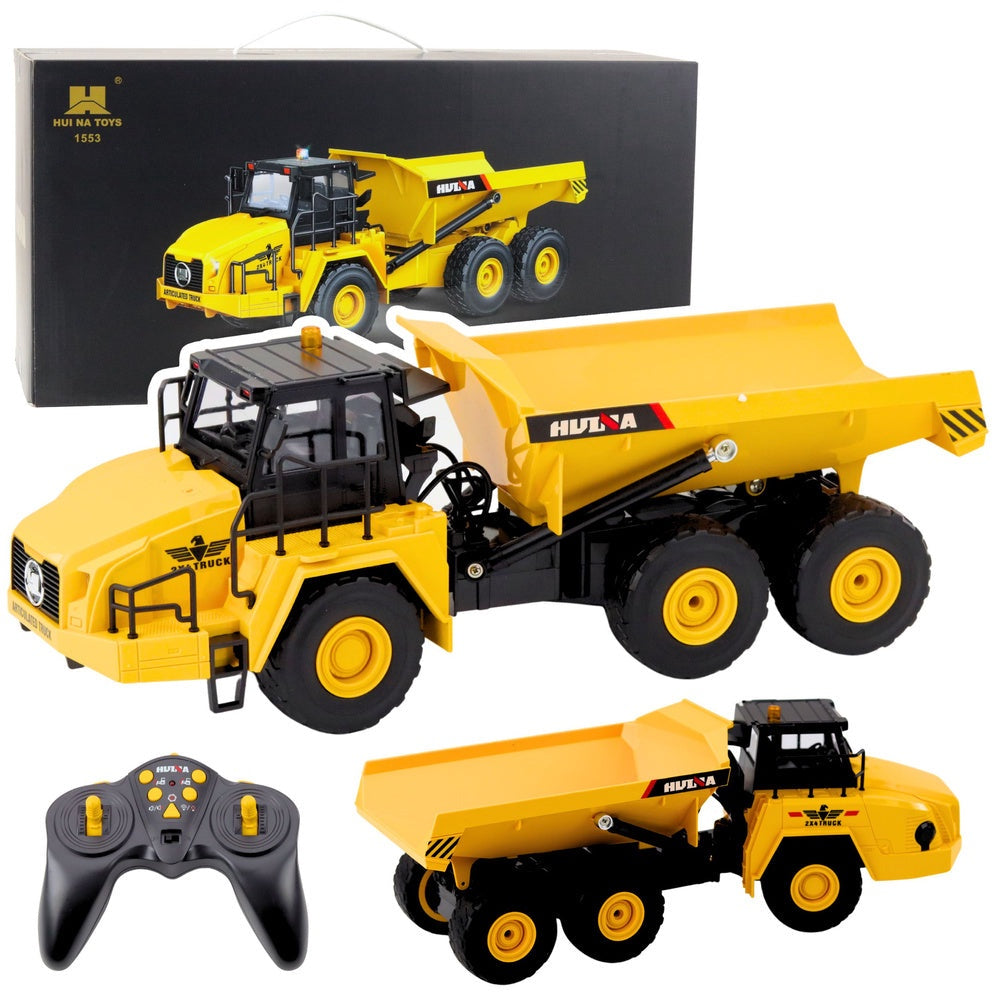 Fjärrstyrd dumper Huina 1553 1:16 2.4GHz 7.4V batteri gul/svart