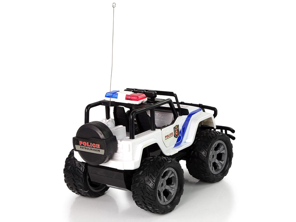 Fjärrstyrd polisbil Jeep 29 cm med ljus, 27 MHz, uppladdningsbar