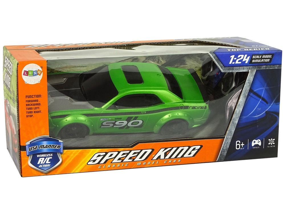 Fjärrstyrd sportbil 1:24 racinggrön med fjärrkontroll, från 6 år