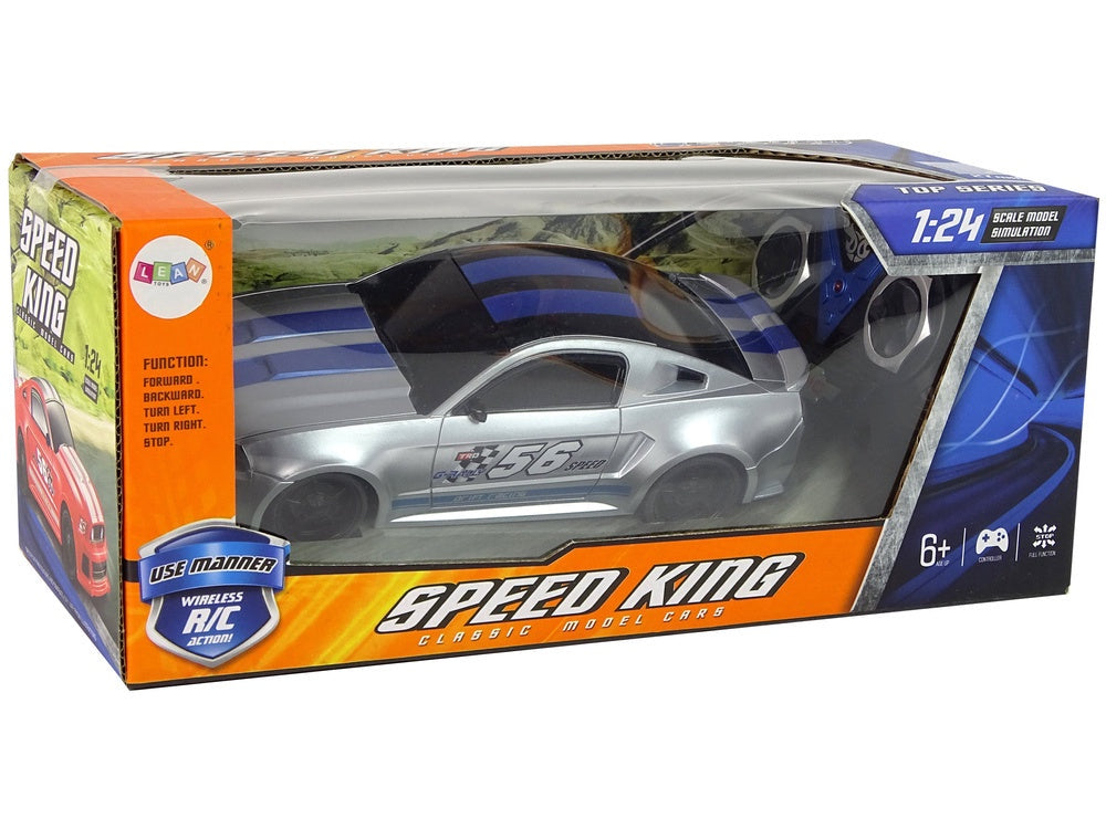 Fjärrstyrd sportbil 1:24 silver 18 cm, 6+ år, kräver AA-batterier