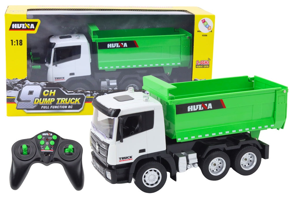 Fjärrstyrd tipptruck 1:18 2,4 GHz med ljus och ljud 30 cm