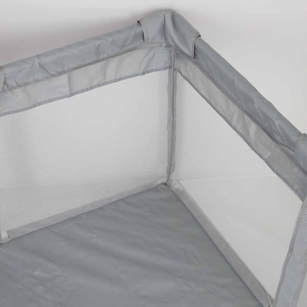 Fällbar barnhage 120x120 cm med nätväggar och öppning grå/vit