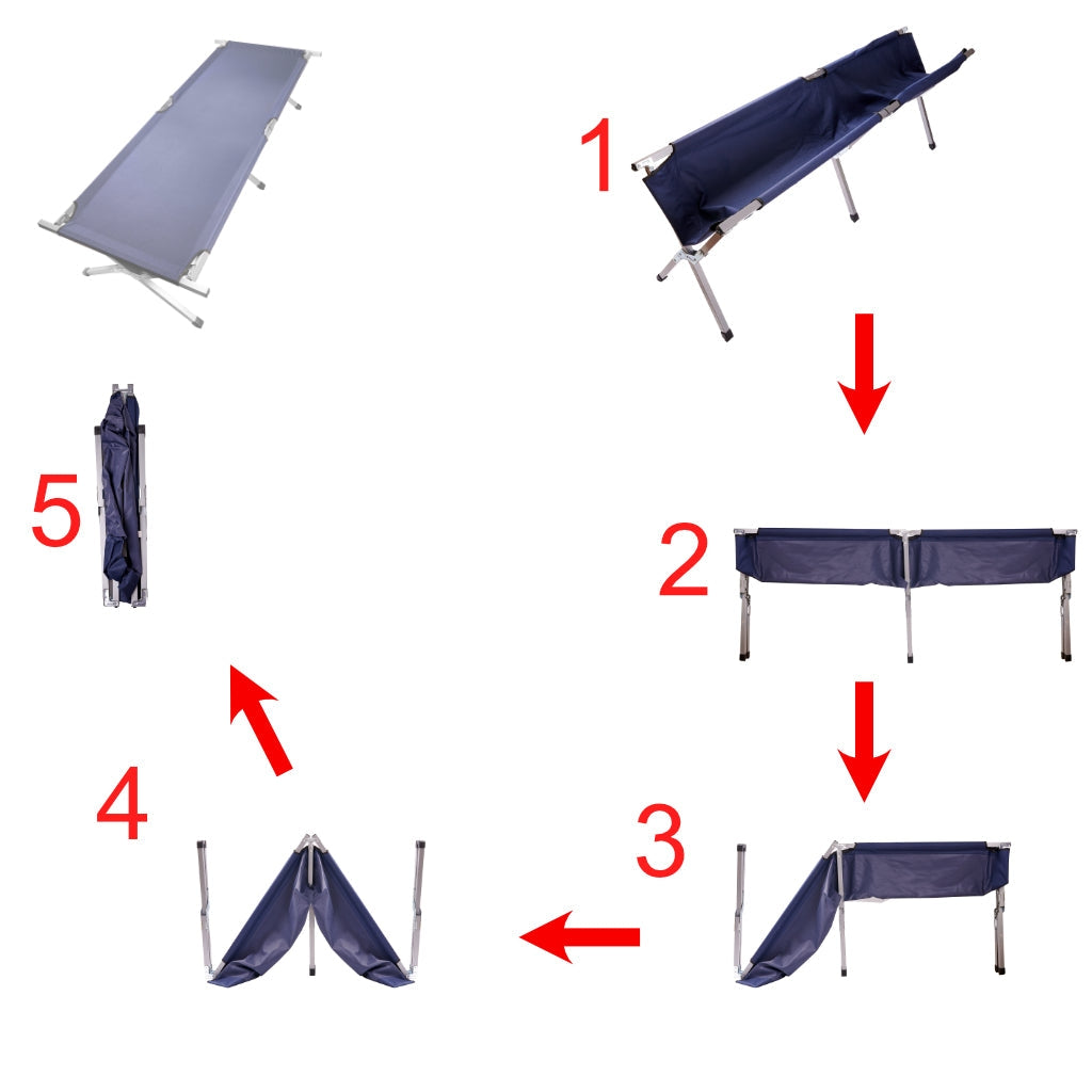 Fällbar campingbädd 190,5x70,5 cm stålram 150 kg mörkblå med väska
