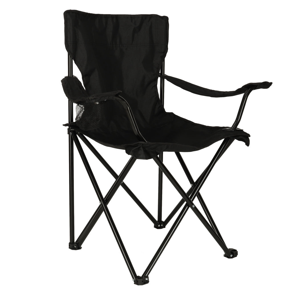 Fällbar campingstol svart Oxford 600D med transportväska 95 kg