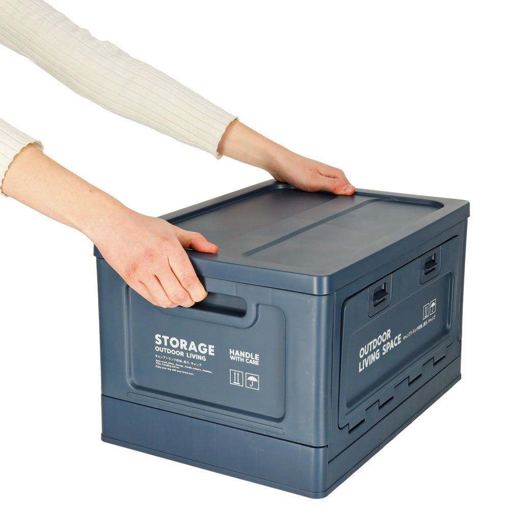 Fällbar förvaringsbox med lock 25 L mörkblå för bil/camping