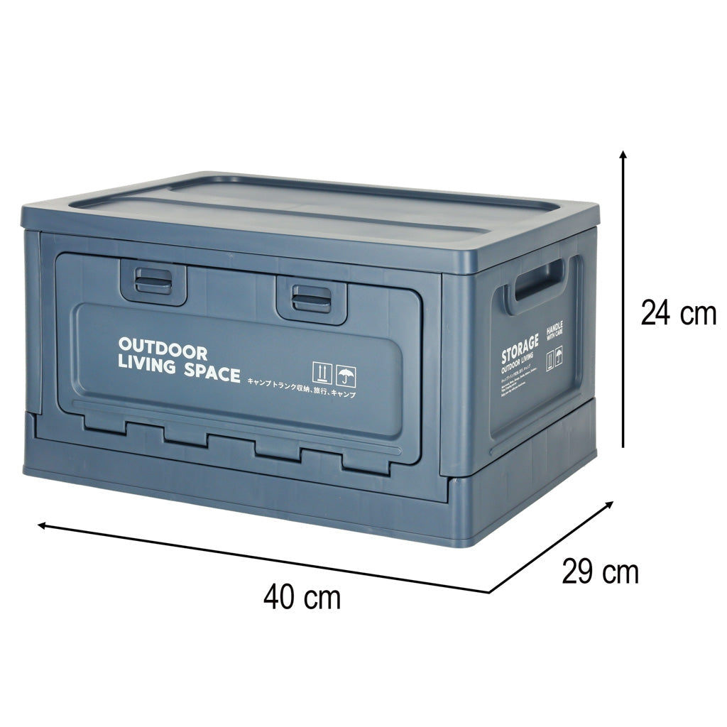 Fällbar förvaringsbox med lock 25 L mörkblå för bil/camping