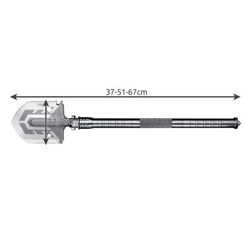 Fällbar multiverktygsspade 16-i-1 med 2 nylonfodral, aluminium/rostfritt