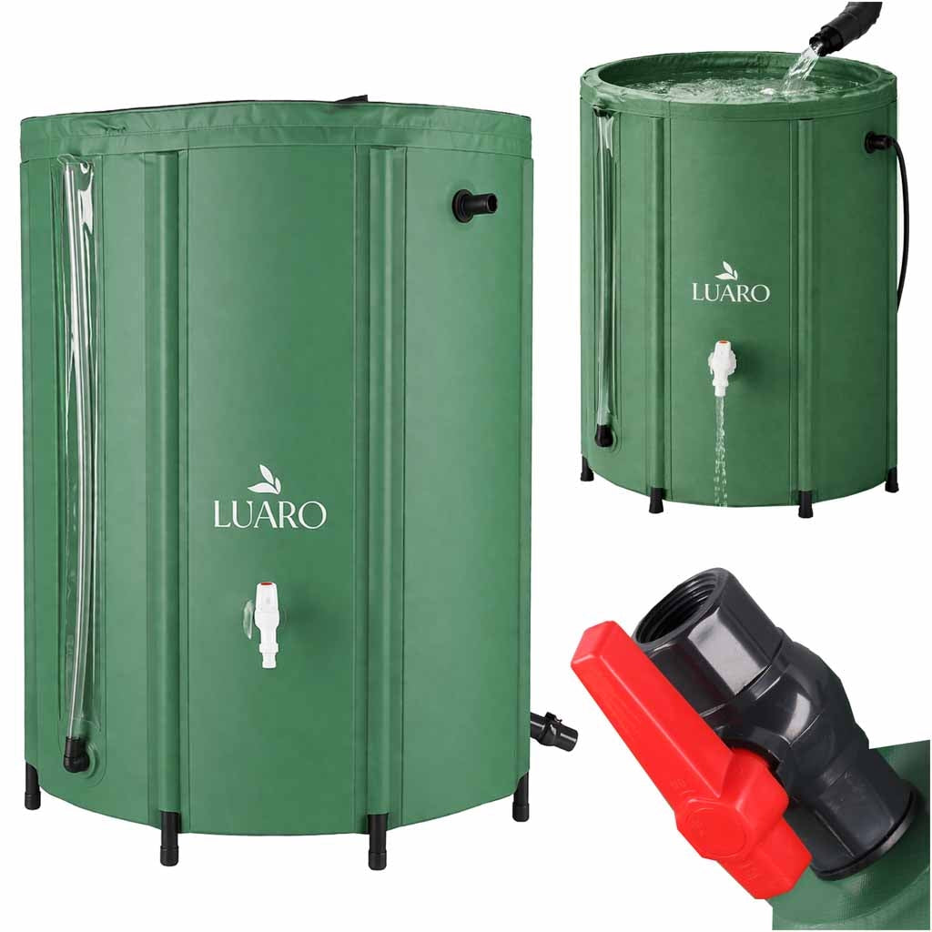 Fällbar regnvattenbehållare 500L PVC med kran och lock 100x78 cm