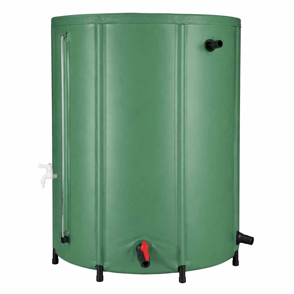 Fällbar regnvattenbehållare 500L PVC med kran och lock 100x78 cm