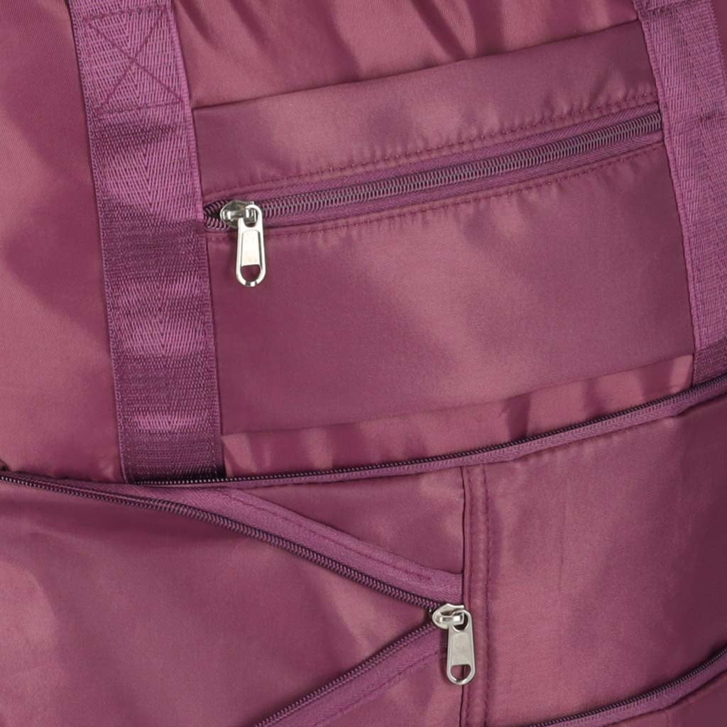 Fällbar resväska med hjul 50L vattentålig Oxford-polyester lila