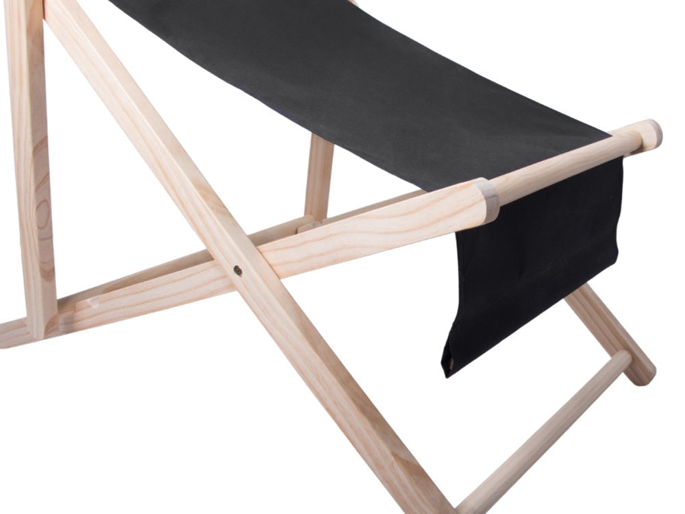 Fällbar solstol i trä med dyna och huvudkudde 4 lägen 122 cm