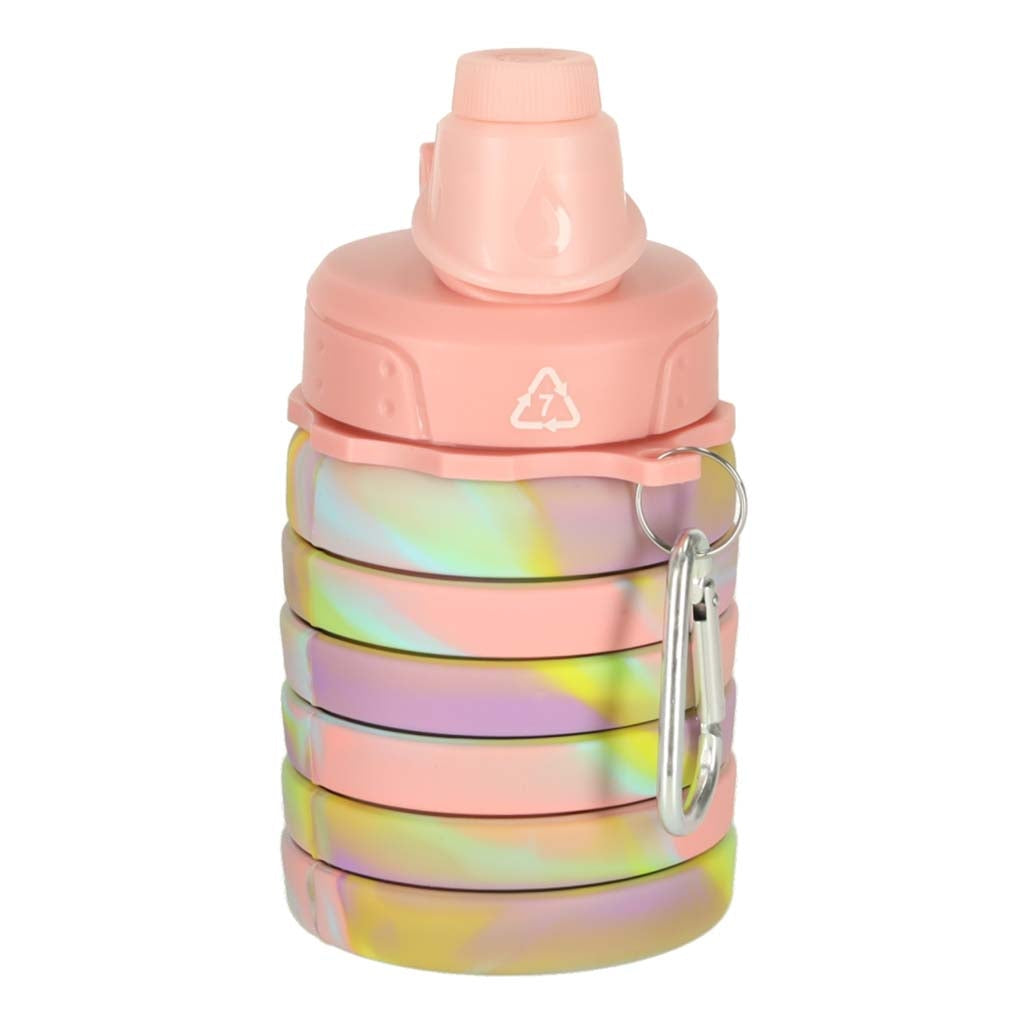 Fällbar vattenflaska 500 ml (250 ml hopfälld) BPA-fri silikon rosa/gul/lila