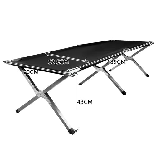 Fällsäng camping 189x70 cm 110 kg med transportväska svart