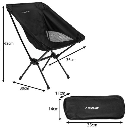 Fällstol campingstol svart 120 kg med transportväska, Oxford 600D