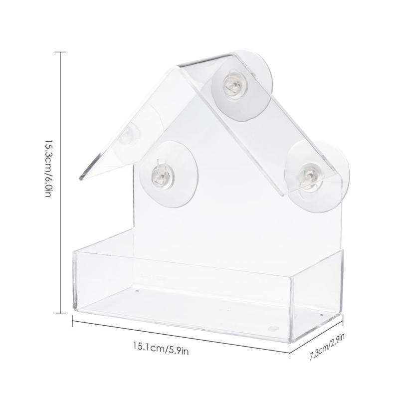 Fönsterfågelmatare transparent med sugkoppar 225 ml 15x6x15 cm