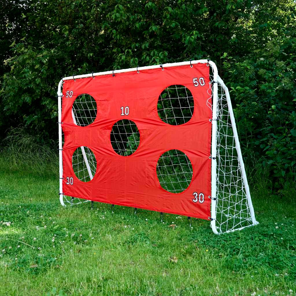 Fotbollsmål 213x152 cm med träffmatta 5 hål, galvaniserat stål