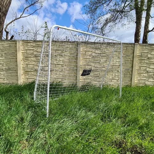 Fotbollsmål i stål 240x170 cm med nät och måltavla, vit/svart