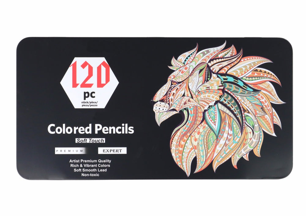 Färgpennor/kritor 120-pack i metallåda, CE/EN71, från 3 år