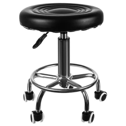 Frisörpall med fotstöd, höjdjusterbar 43-54 cm, PU-läder