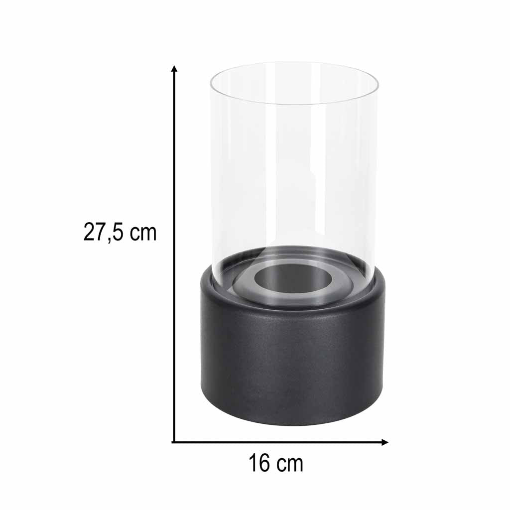 Fristående biokamin biofuel matt svart 27,5 cm med skyddsglas