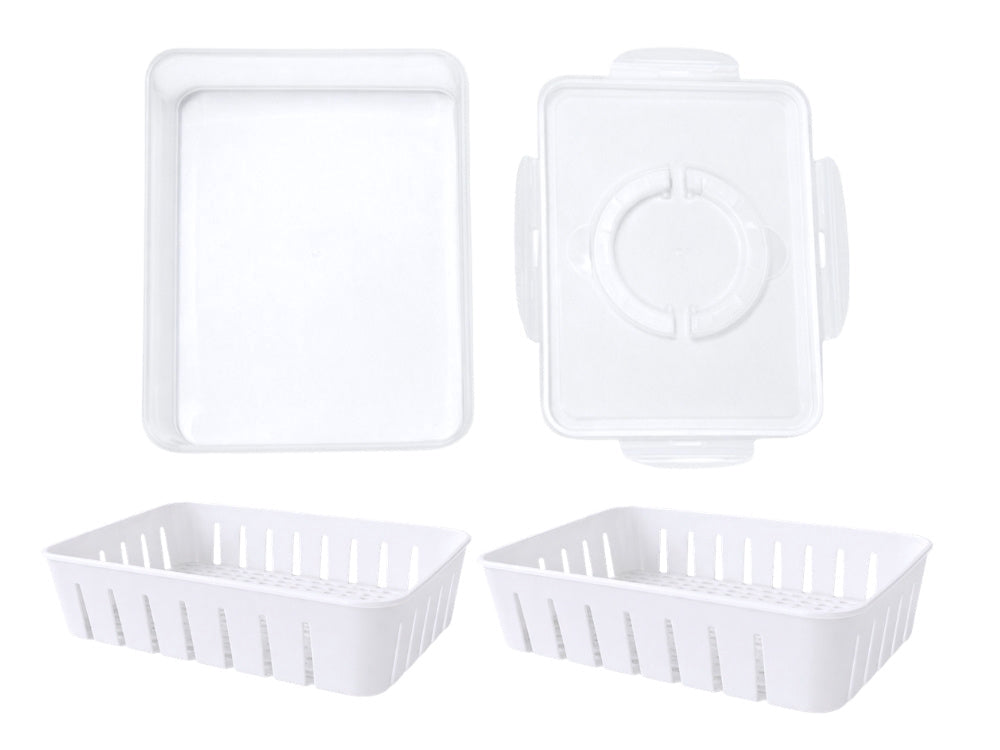 Förvaringslåda med fack och lock 29,5x22x7 cm plast transparent/vit
