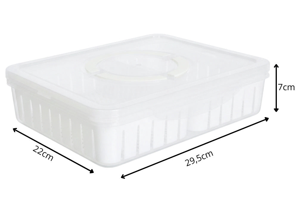 Förvaringslåda med fack och lock 29,5x22x7 cm plast transparent/vit