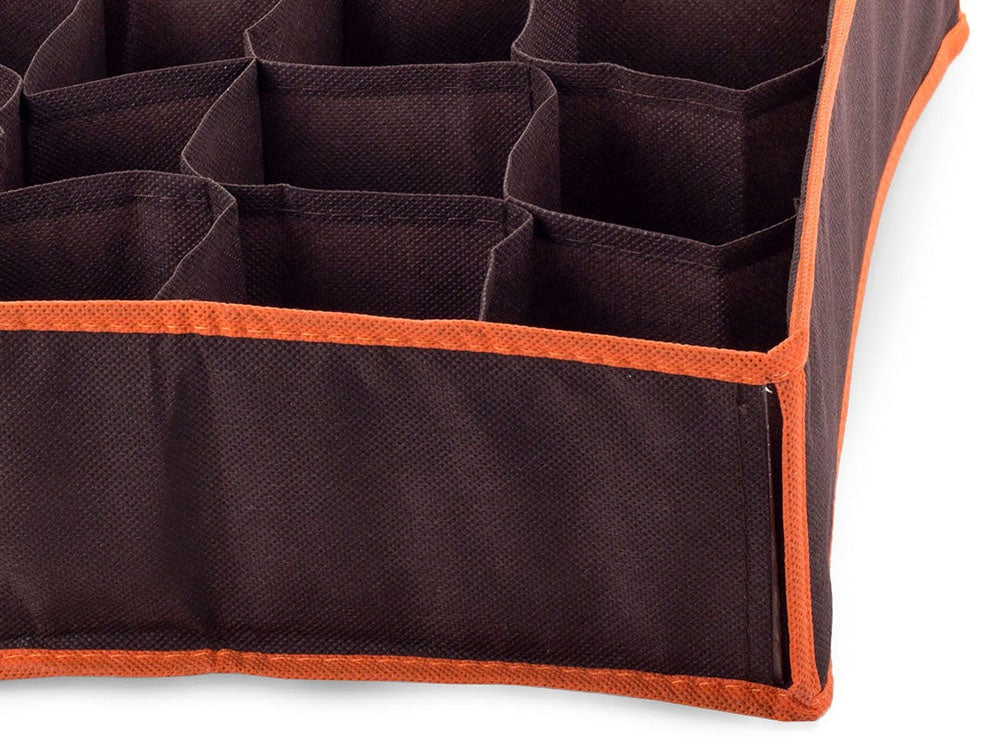 Förvaringsorganisatör för underkläder/strumpor 20 fack, brun, 35x28