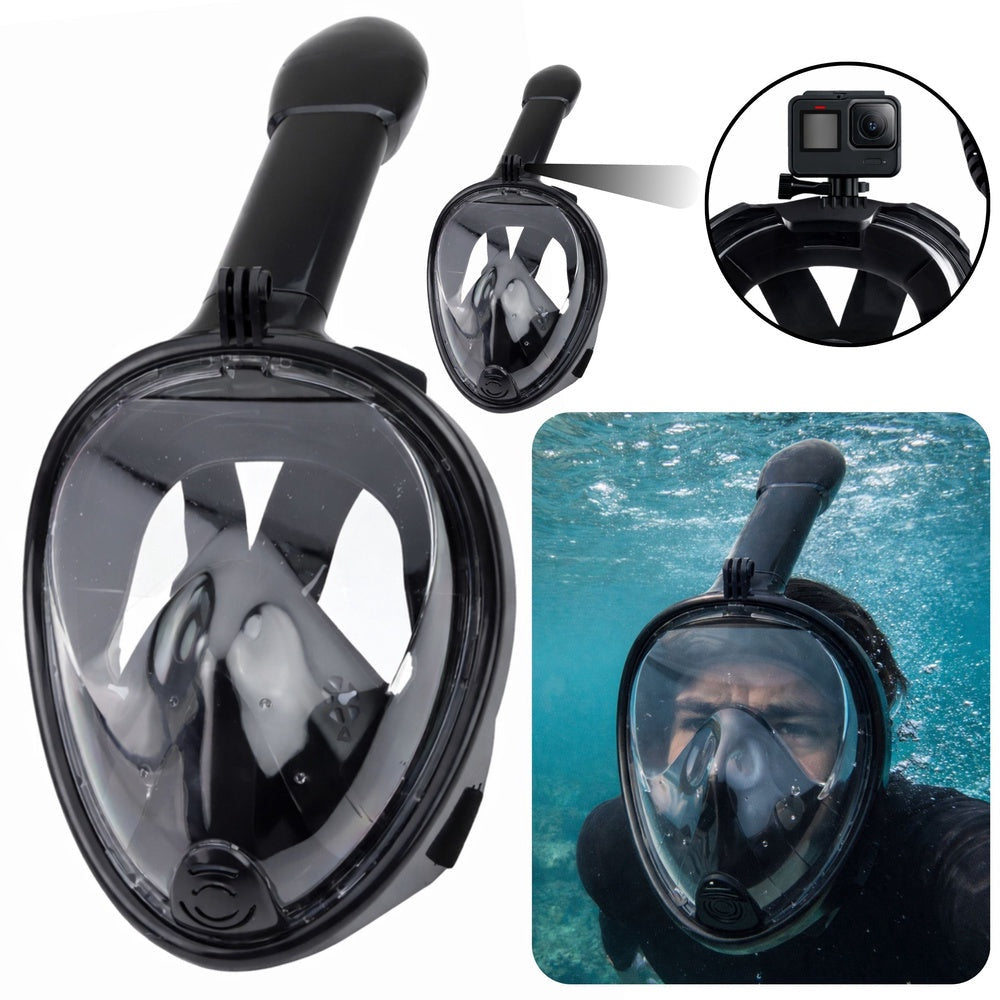Full-face snorkelmask kit 180° panoramavy anti-dimma med snorkel & väska