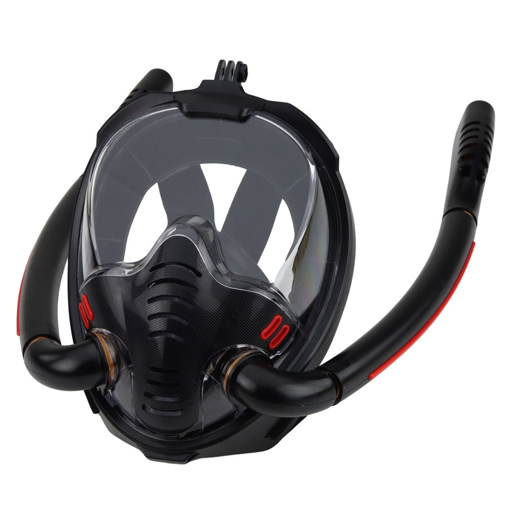 Fullface snorklingsmask 180° AntiFog DryTop med hopfällbar snorkel