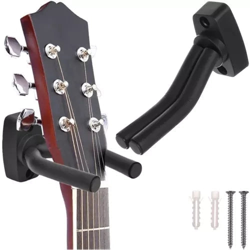 Gitarrhållare väggmontering justerbar svart, universell för gitarr/bas