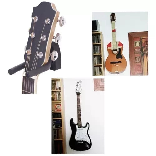 Gitarrhållare väggmontering justerbar svart, universell för gitarr/bas