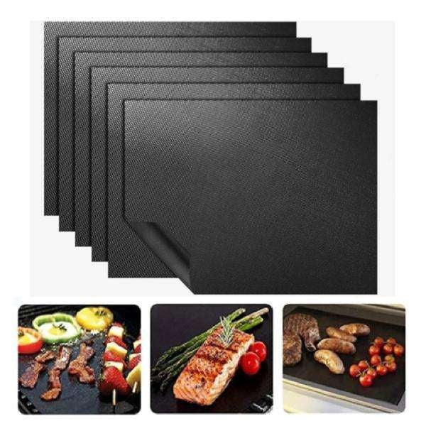 Grillmattor non-stick 40x33 cm 3-pack för grill och ugn svart