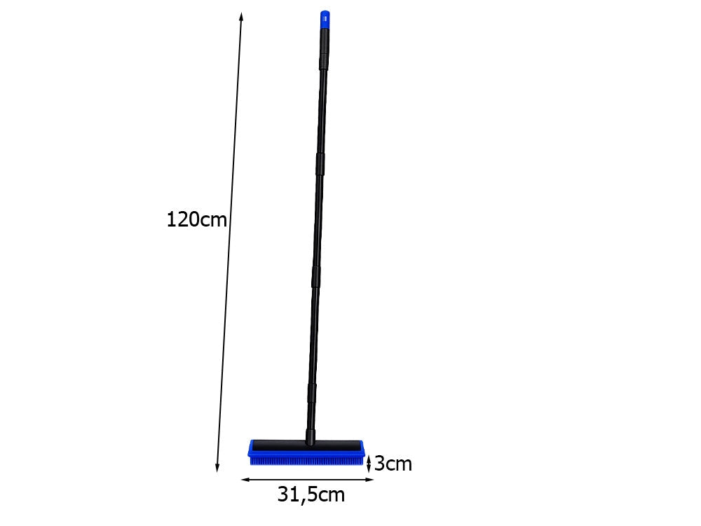 Gummiskrapa med borste 120 cm metallhandtag svart 31,5 cm