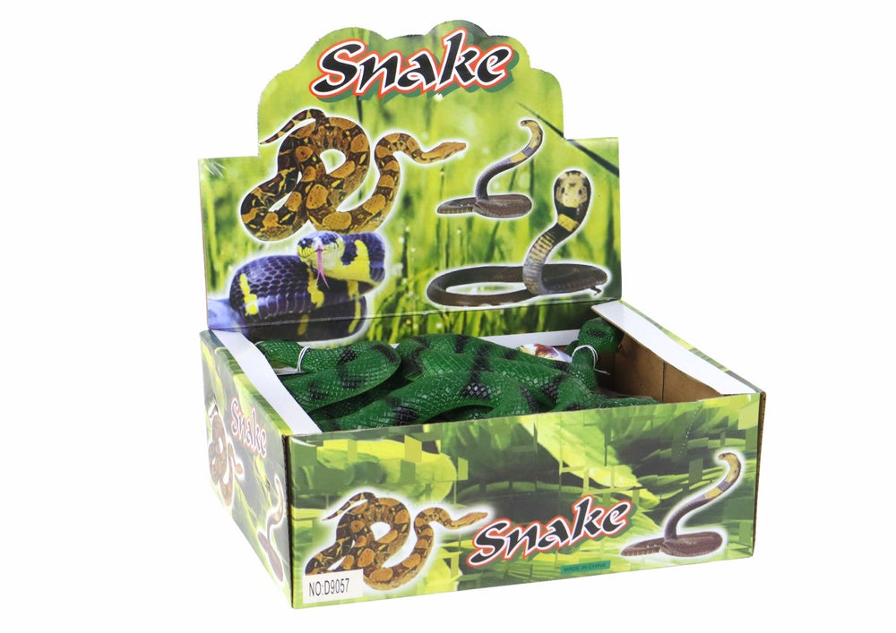 Gummislang leksak 20 cm grön med svarta fläckar 12-pack CE EN71