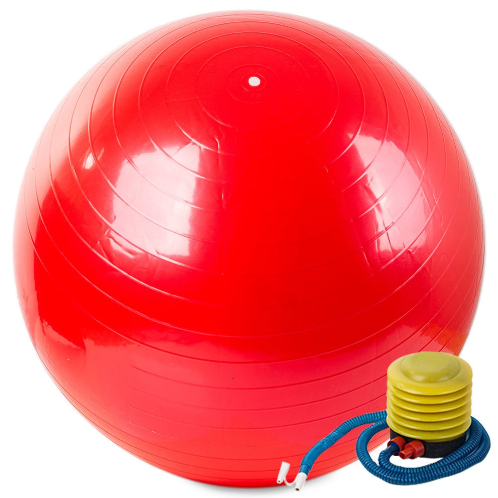 Gymnastikboll 65 cm röd PVC med pump för träning och rehab