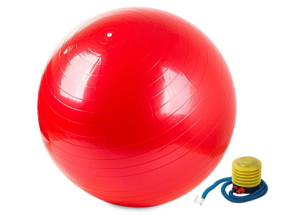 Gymnastikboll 65 cm röd PVC med pump för träning och rehab
