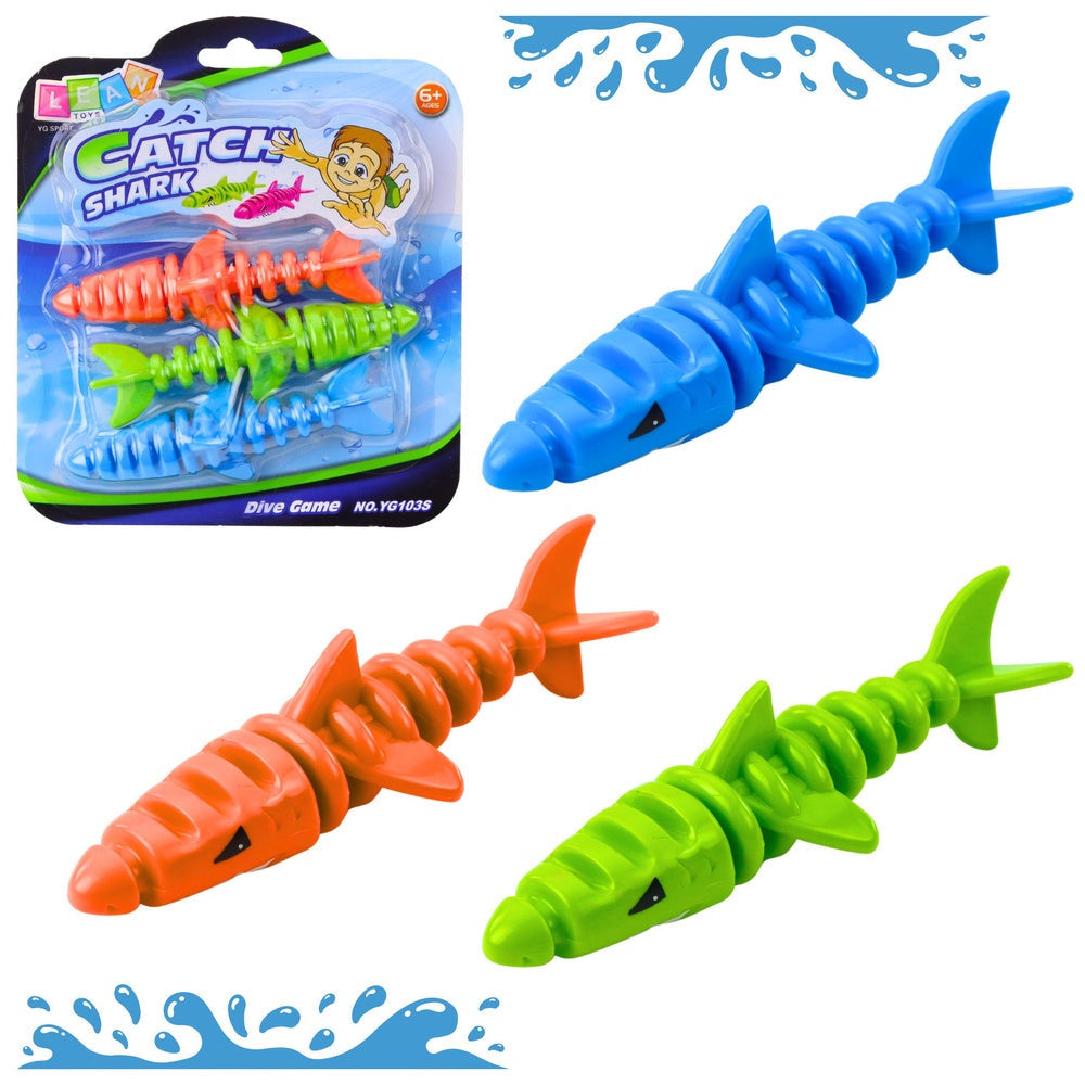 Hajdykningsleksaker för barn i plast 3-pack blå/grön/orange