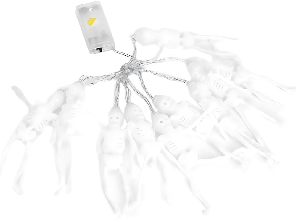 Halloween ljusslinga 2 m med 10 skelett LED varmvit batteridriven