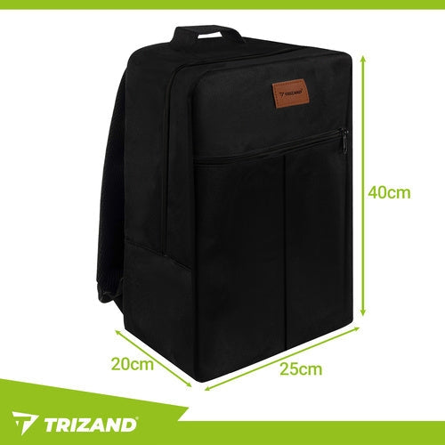 Handbagageryggsäck 40x25x20 cm 20L lätt 470 g svart