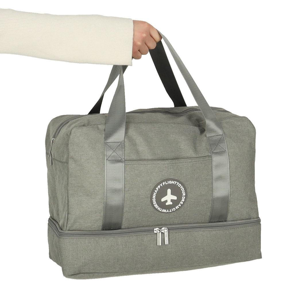 Handbagageväska grå 30x39x18 cm polyester, 5 fack med vattentätt fack