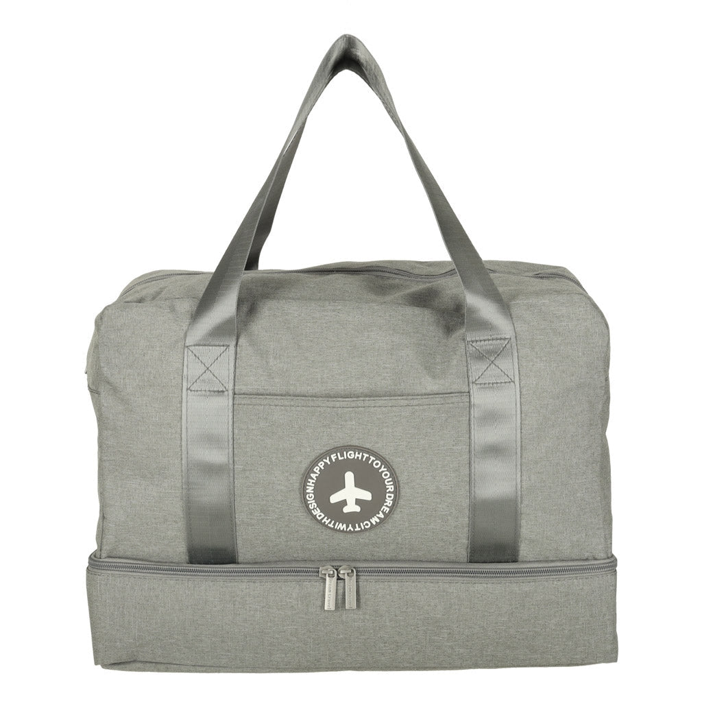 Handbagageväska grå 30x39x18 cm polyester, 5 fack med vattentätt fack