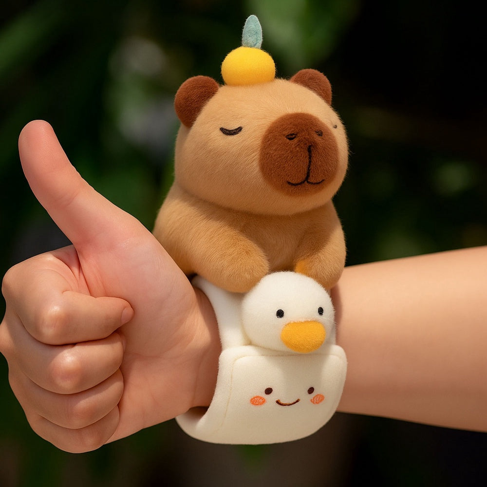 Handledsband med plysch capybara, snäpplås, 23 cm, gås-tema