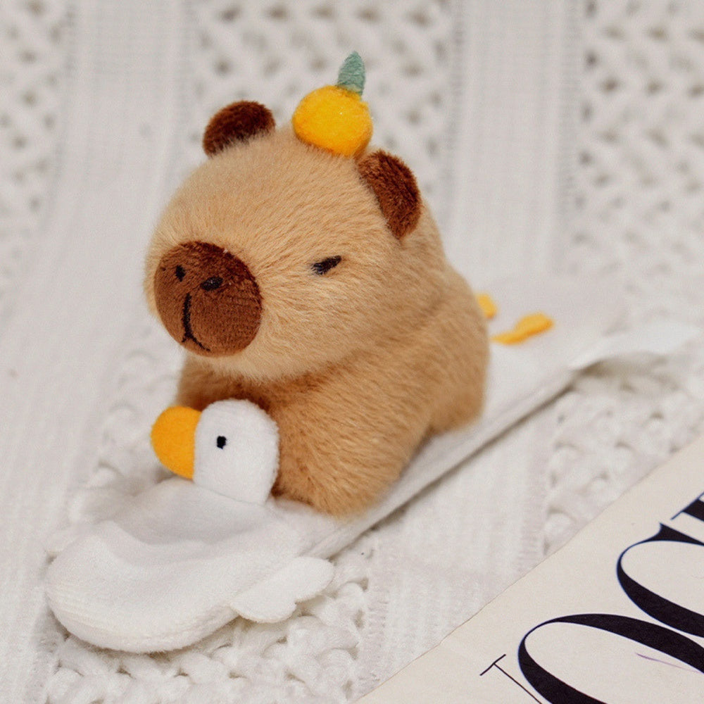 Handledsband med plysch capybara, snäpplås, 23 cm, gås-tema